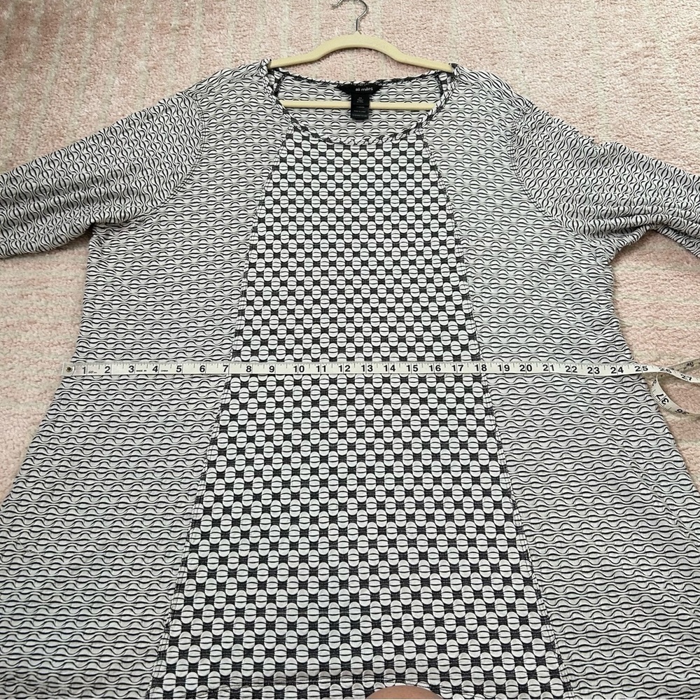 Ali Miles Geometric Tunic Stretch Jersey 3/4 Sleeves SZ 2X Black‎ Off White Gray - Picture 8 of 11